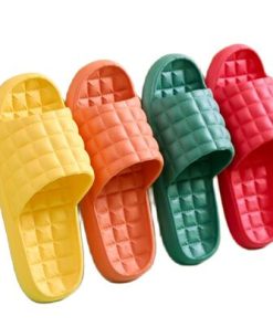 IQ7GWomen Indoor Home Slippers Summer Soft Comfortable Non slip Flip Flops Bath Slippers Couple Family Flat