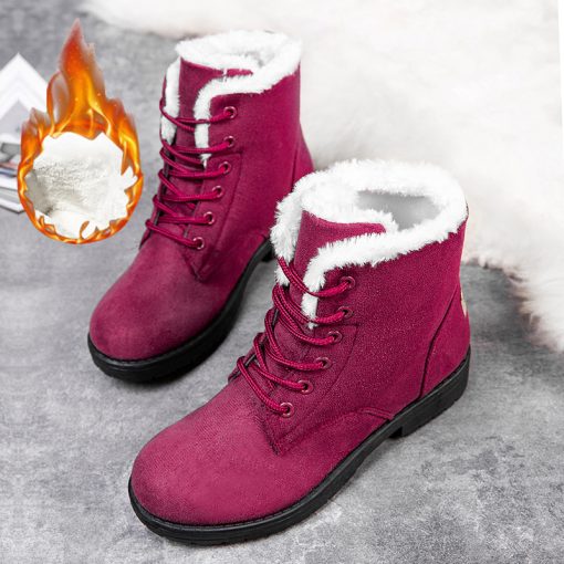 KjlZSnow Women Boots Flat Boots For Women Platform Ladies Shoes Plush Keep Warm Boots Ladies Fur