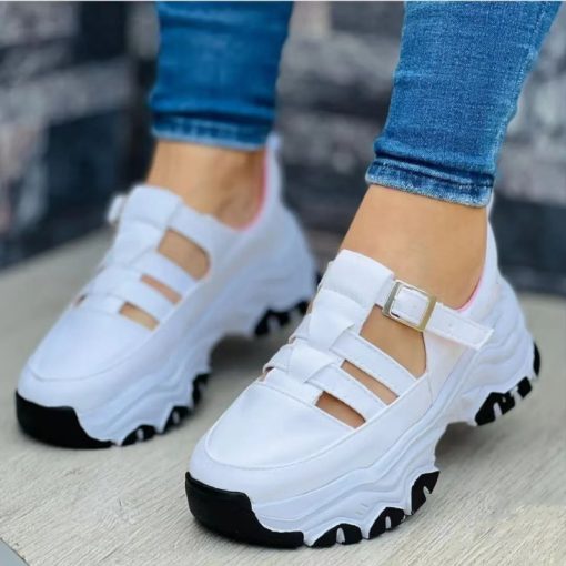 P06x2023 New Thick soled Women s Sports Shoes Fashion Casual Comfortable Slip on Flat Shoes Women
