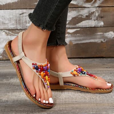 RygaRimocy 2023 Summer Women Bohemian Beach Sandals Colorful String Beads Gladiator Shoes Woman Retro Clip Toe