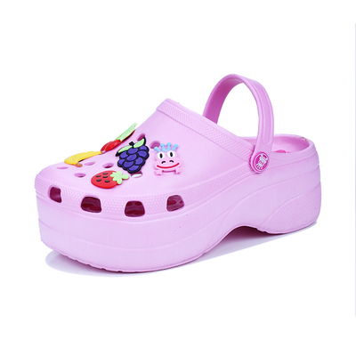 TfshNew Summer Women Clogs Fashion Pink Cute Wedges Platform Garden Shoes Beach Sandals Thick Sole Increased