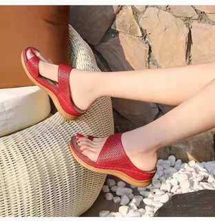 UIRNWomen Summer Sandals Slippers 2021 Casual Wedge Leather Shoes Comfy Big Toe Foot Correction Sandal Orthopedic