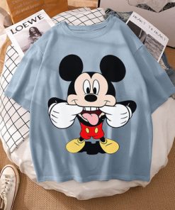 UvTVWoman Summer New 2022 Hot Cartoon Disney Mickey And Friends Minnie Mouse Leopard Bow Portrait T