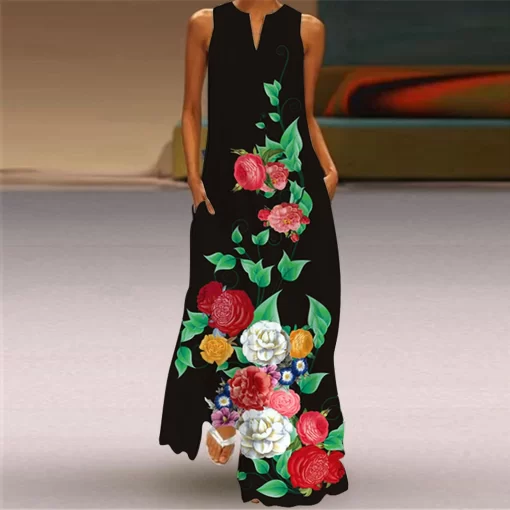 Women s Maxi Dress Summer 2021 Stars Print Elegent Sleeveless Print V Neck Maxi Dress Summer.jpg Q90.jpg 1