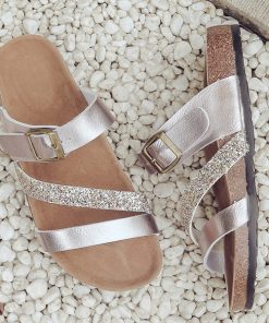 Zm4sRoman summer shoes woman glitter cork sandals three narrow band platform slippers female big size beach