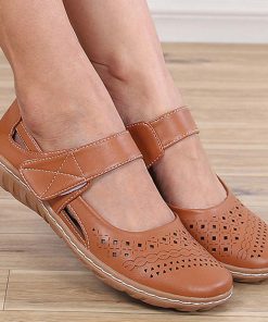 bkO4Women Sandals Flats Female Casual Shoes Woman Hook Loop Solid Women s Sandals Hollow Platform Ladies