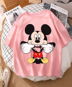 d4jAWoman Summer New 2022 Hot Cartoon Disney Mickey And Friends Minnie Mouse Leopard Bow Portrait T