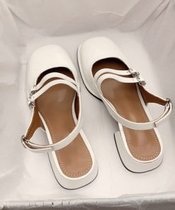 em4h2022 Summer Elegant Ladies Sandals Fashion Hollow Medium Heels Women Shallow Party Shoes Square Toe Casual