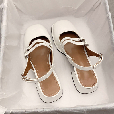 Summer Elegant Ladies Sandals Fashion Hollow Medium Heels Shoes – Miggon