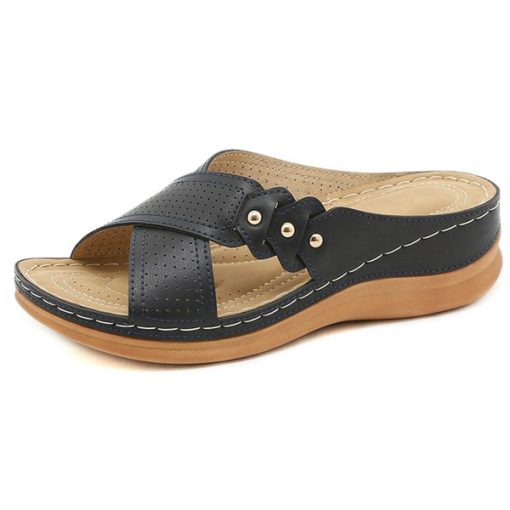 gTnfLucyever Vintage Rivet Wedges Slippers Women Summer 2022 Non Slip Platform Sandals Woman Plus Size Thick
