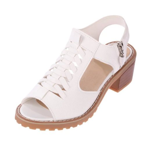gafd2020 Women s Sandals Square heel Summer Shoes Peep Toe zip gladiator sandals women zip platform