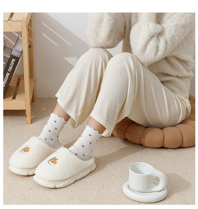 gxADWinter Warm Cotton Slippers Thick Soft Sole Slippers Men Women Indoor Floor Flat Solid Colo Home