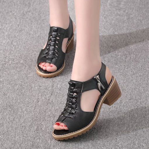 k4M82020 Women s Sandals Square heel Summer Shoes Peep Toe zip gladiator sandals women zip platform