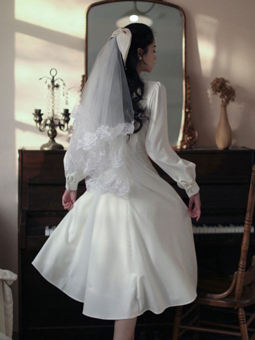 lHXTSummer new women s palace style retro square collar long sleeve dress party wedding dress bridesmaid