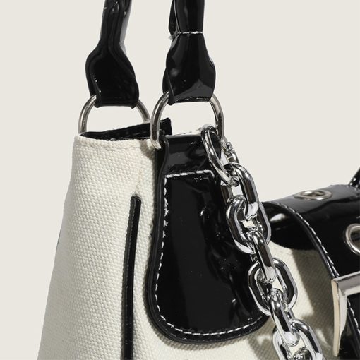 lQaFJIOMAY Luxury Designer Handbags 2023 Women PU Leather and Canvas Splicing Shoulder Bags Free Shipping Girls