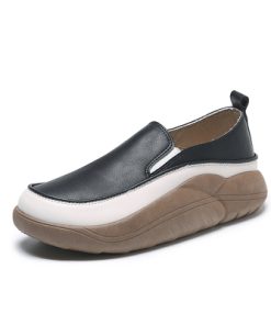 oGWrPU Leather Casual Platform Shoes for Women 2022 All match Female Footwear Outside Slip on Shoes