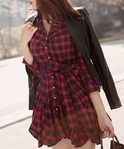 qHe0Fashion Womens Lady Long Sleeve Ruffles Office Ladies Casual Flannel Plaid Check Button Down Top Layer