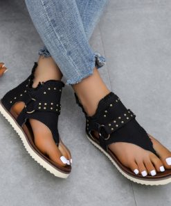 sBoI2022 Fashion Gladiator Shoes Women Flat Sandals Outdoor Clip Toe Casual Sandal for Female Summer Non