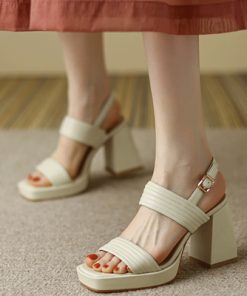 tTko2022 New Summer Sandals Shallow Leaky Toe Slip on Buckle High Heels Party Wedding Fashion Sexy