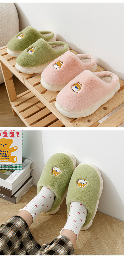 xAZSWinter Warm Cotton Slippers Thick Soft Sole Slippers Men Women Indoor Floor Flat Solid Colo Home
