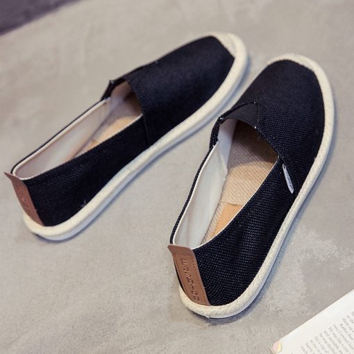 xFJnWhoholl Breathable Linen Casual Men s Shoes Old Beijing Cloth Shoes Canvas Summer Leisure Flat Fisherman