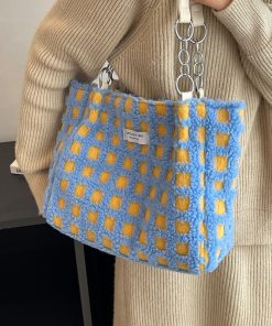 xYBqLEFTSIDE Soft Plush Shoulder Side Bag for Women 2022 Trend Fashion Design Big Zipper Cloth Hand