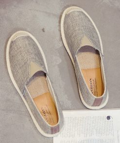 ya4EWhoholl Breathable Linen Casual Men s Shoes Old Beijing Cloth Shoes Canvas Summer Leisure Flat Fisherman