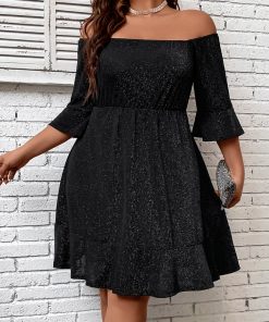 zoyjPlus Size Glitter Elegant 4XL Midi Dress for Women 2022 Summer Sexy Curvis Cocktail Evening Party
