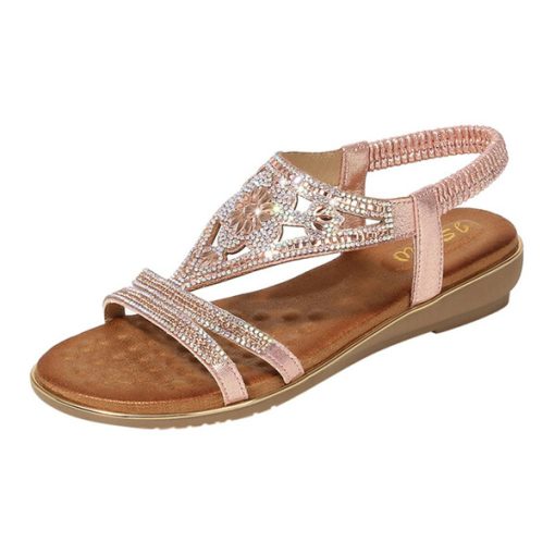 0hhnMVVJKE Bohemia Gladiator Sandals Women 2019 Summer Lace Up Sandals For Women Ladies Crystal Flat Sandals
