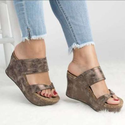 2VxVWomen Sandals New Wedges Shoes Women Summer Sandals Wedge Heels Flip Flops Chaussures Femme Plus Size