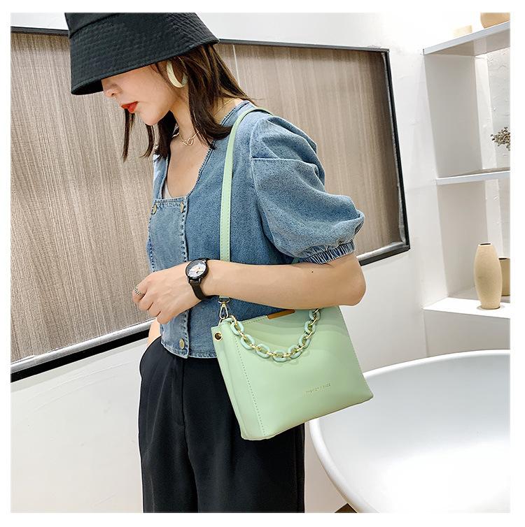 4bH7Women Fashion Shoulder Bag with Chain Handle Ladies Crossbody Bags Tote Bucket Handbag