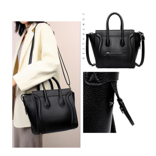 4tOyWomen s High Quality Luxury Designer Replica Handbag Leather Shoulder Bag Top Handle Big Tote Black