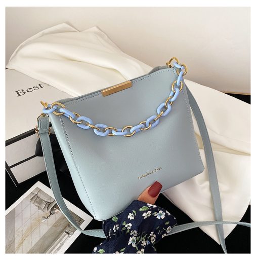 5QTmWomen Fashion Shoulder Bag with Chain Handle Ladies Crossbody Bags Tote Bucket Handbag