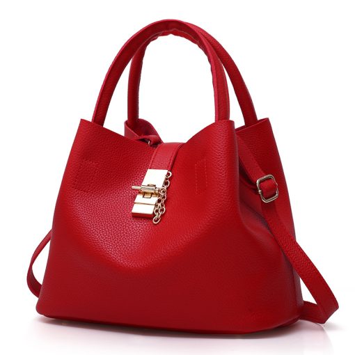 6Rx5Woman shoulder bag Large capacity Handbag for Women Crossbody bag Lychee pattern PU Portable bucket bag