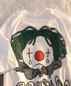 BPzzEuropean and American tide brand retro fun cartoon clown short sleeved t shirt men and women