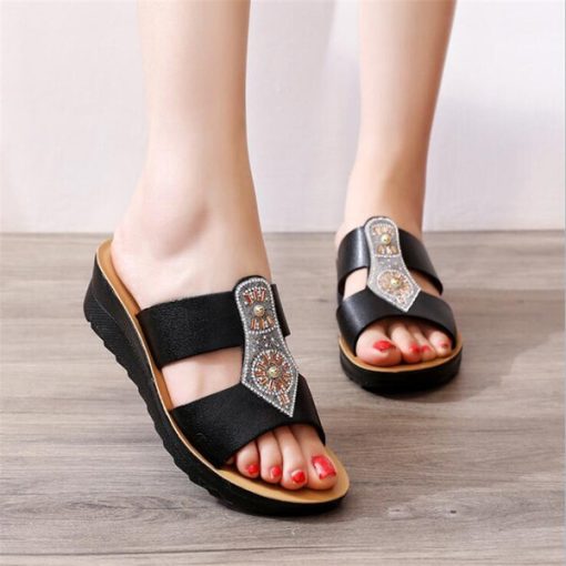 C8572020 summer new women s sandals slippers casual Genuine leather mother shoes non slip wedge heel