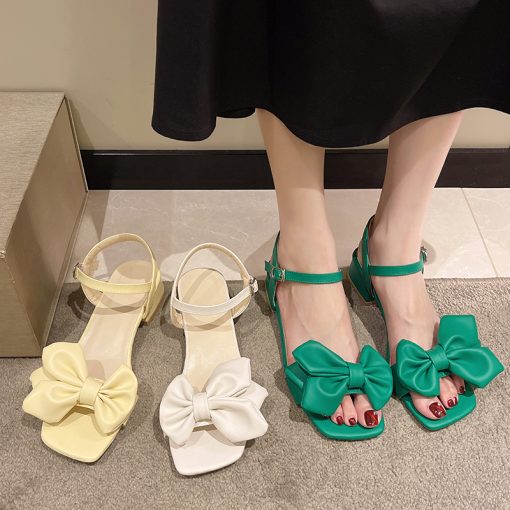 DE5M2023 New Women Fashion Solid Color Ladies Sandals Square Heel Casual Comfort Round Toe Elegant bc5792