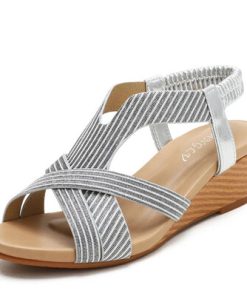 EqxmTIMETANGSummer Bohemia Wedge Sandals Women Shoes For Woman Casual Elegant Party Gladiator Shiny Ladies Sandles Sandalias