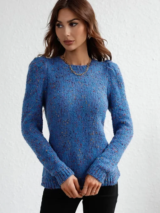Fashion Sweater Women Elegant Puff Long Sleeve Knitted Top Casual Autumn Winter Basic Ladies Sweaters Loose.jpg (2)