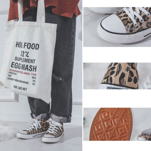 GH4ZNew Leopard Print High Top Canvas Shoes Harajuku Sneakers Fashion New Lace up All match Flat