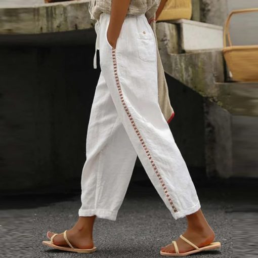 Harajuku Vintage Plain Cotton Linen Pants Women Sexy Side Hollow Lace Design Trousers New Spring Summer.jpg 640x640 (4)