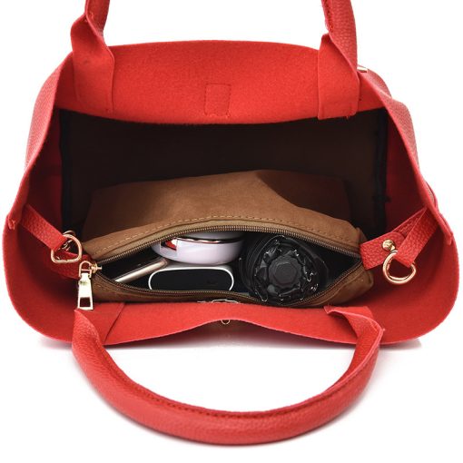 IugsWoman shoulder bag Large capacity Handbag for Women Crossbody bag Lychee pattern PU Portable bucket bag