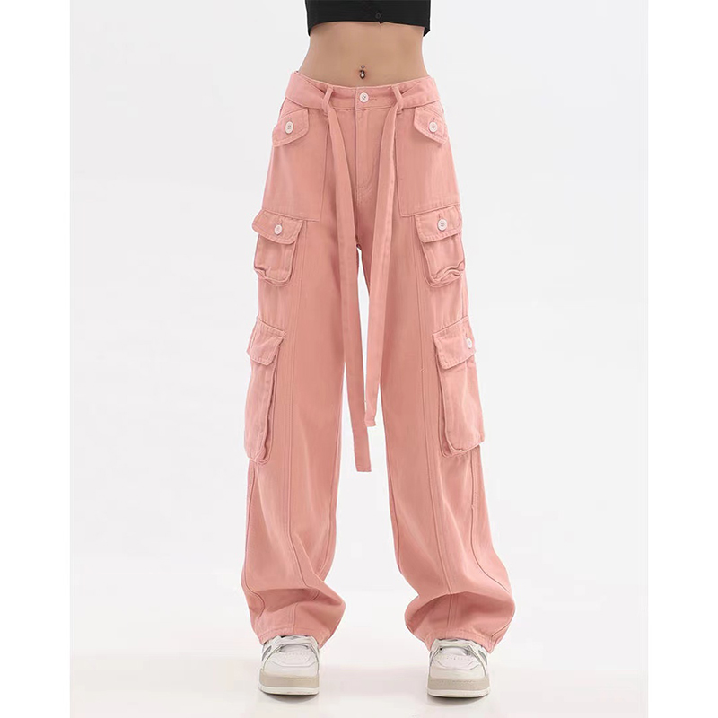 Ltv1Y2K Pockets Cargo Pants for Women Straight Oversize Pants Harajuku Vintage 90S Aesthetic Low Waist Trousers