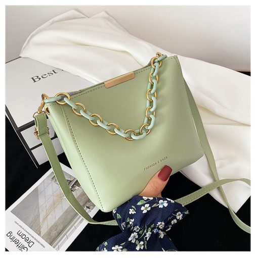 QxUyWomen Fashion Shoulder Bag with Chain Handle Ladies Crossbody Bags Tote Bucket Handbag