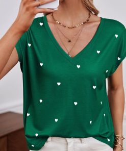 TH2oWomen V neck T shirt 3d Alphabet Fashion Y2k Streetwear Summer Short Sleeve Women s Oversized