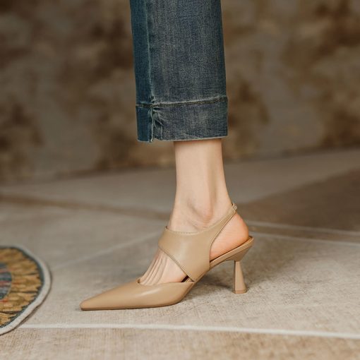 W04WWomen Sandals 2022 New French Back Empty Stiletto Toe Women High Heel Sandals Pointed Toe Roman