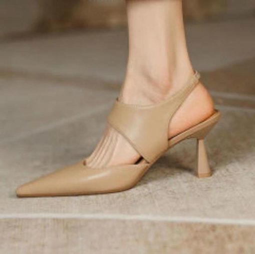 X65kWomen Sandals 2022 New French Back Empty Stiletto Toe Women High Heel Sandals Pointed Toe Roman