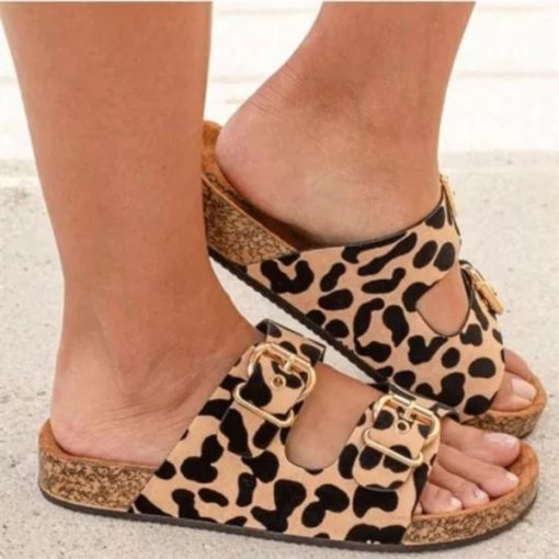 Z4XENew Fashion Women PU Leather Toe Pattern Cold Slippers2021 Summer Flat Heel Comfortable Beach Shoes Hot