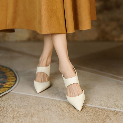ZNtsWomen Sandals 2022 New French Back Empty Stiletto Toe Women High Heel Sandals Pointed Toe Roman