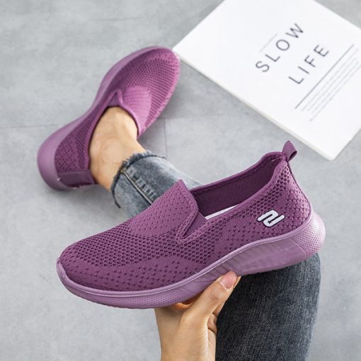 bs53Plus Size Women Shoes Fashion Breathable Loafers Ladies Casual Socks Shoes Women Mesh Sports Shoes Non